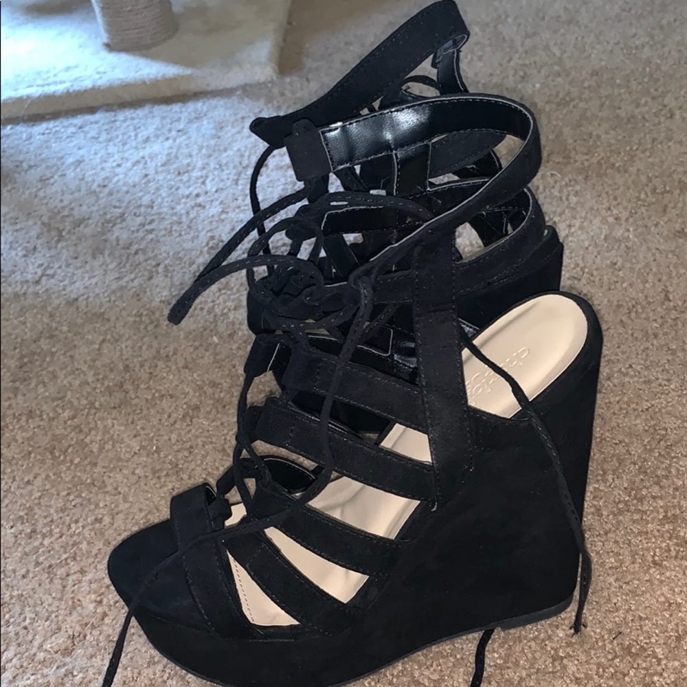 Lace up wedges